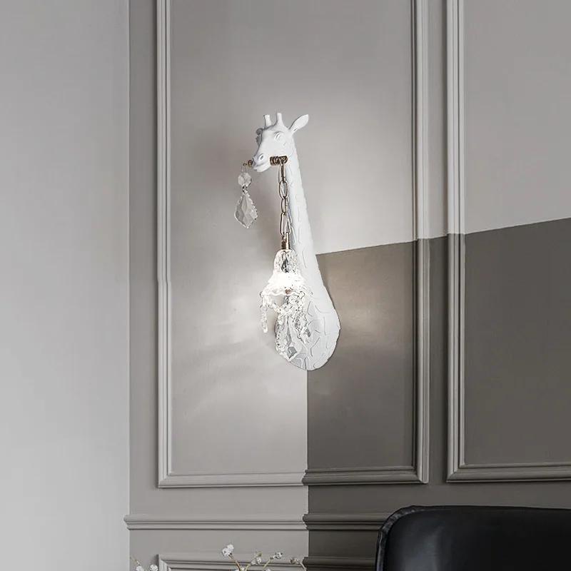 Rășină Girafă Abajur Cristal Decor Restaurant Aplica de Perete Modern Nordic Living Dormitor Fereastră Aplica de Perete LED Animal