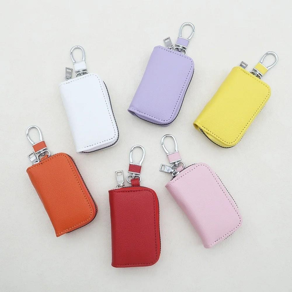 Multifunctional PU Leather Key Holder Bag Waist Hanging Zipper Closure Key Wallet Keychain Compact Design Key Case Unisex