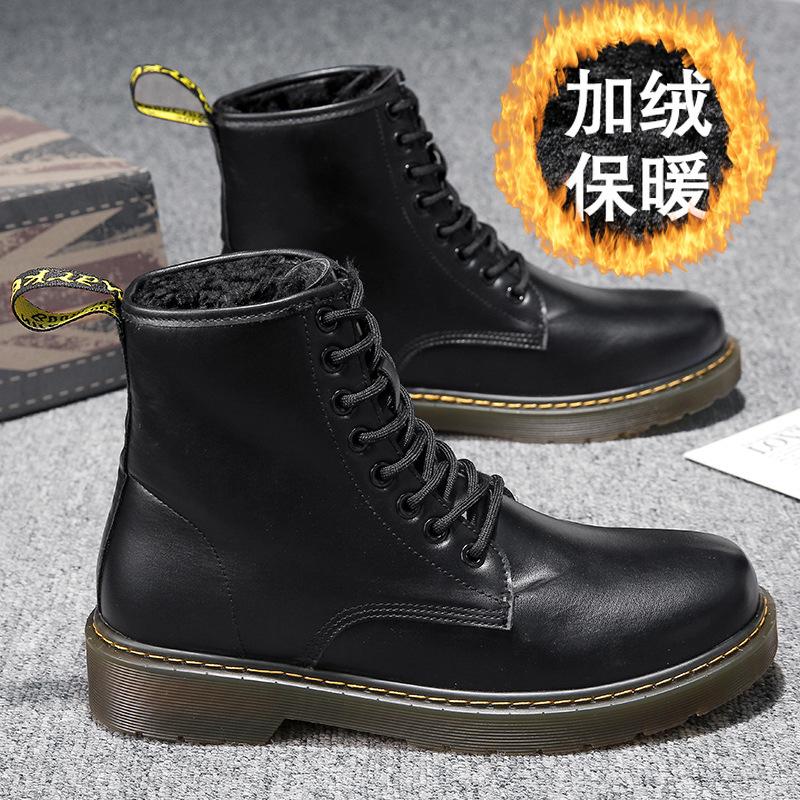 

Высокие классические хлопковые ботинки Мартина для мужчин и женщин, британские высокие мужские ботинки, черные рабочие ботинки в стиле ретро, модные кожаные ботинки для пары 44