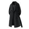 Abrigo de Trinchera de Longitud Media para Hombre Otoño Ropa de Calle para Hombre Cortavientos Gabardina para Hombre Chaquetas de Color Sólido Casual de Negocios Abrigo Largo Holgado