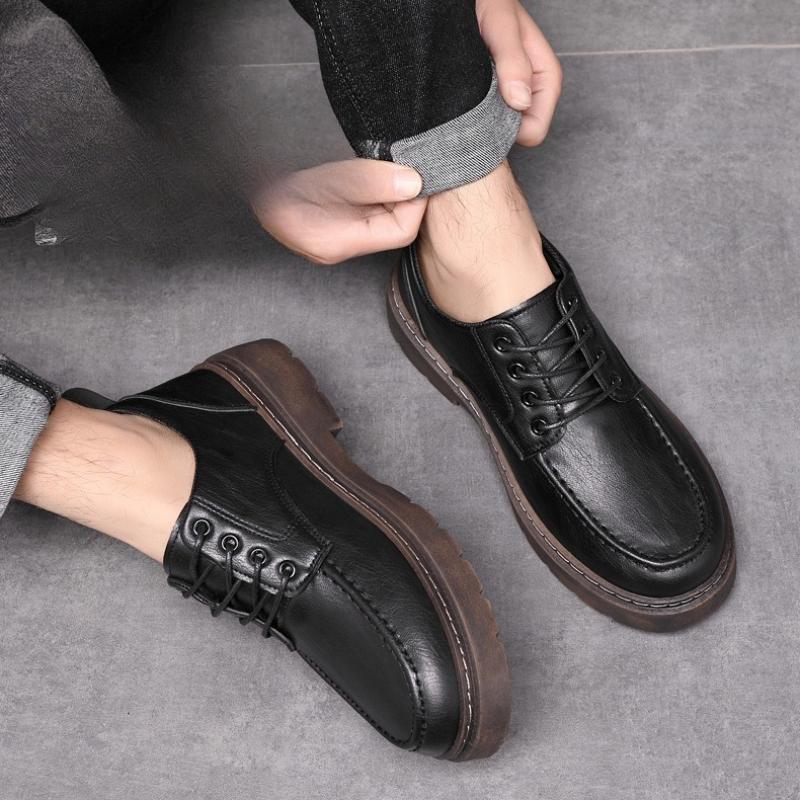 British Style Men Leather Shoes Black Business Office Shoes Lace Up Oxford Shoes High Quality Casual Leather Shoe Dress Footwear