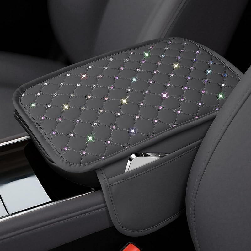 SINGARO Bling Center Console Arm Rest Cover For Car, Middle Console Armrest Storage Box Cover, Interior Bling Car Accessories For Women And Man Gifts