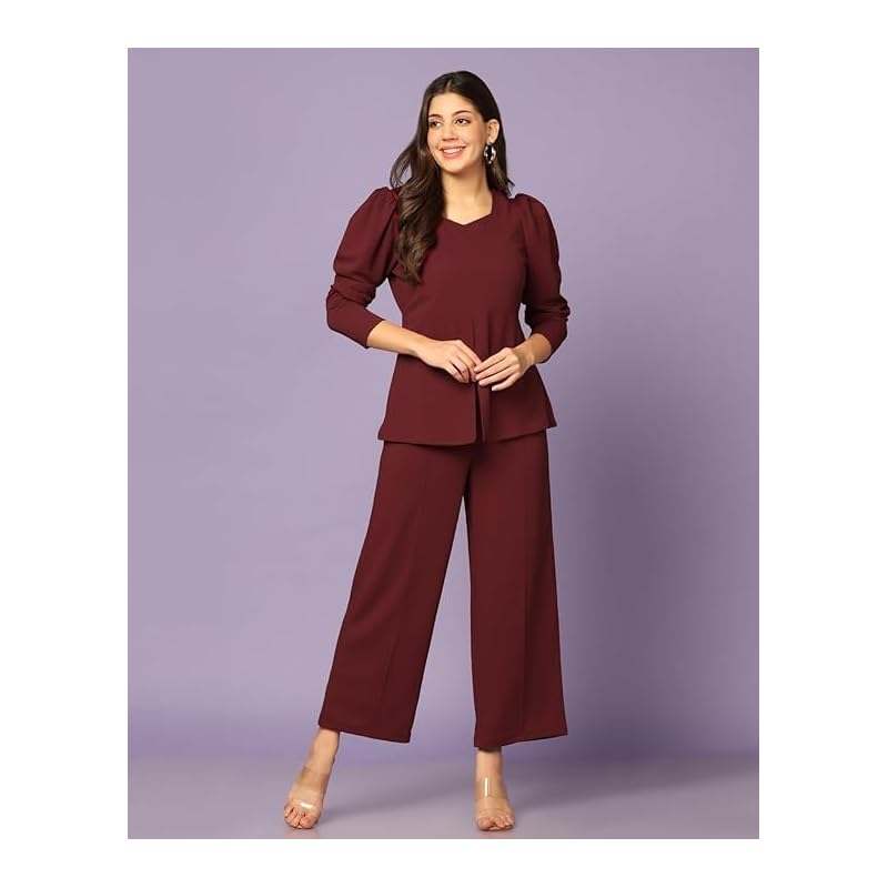 GRECIILOOKS Womens A-Line Lycra Regular Fit Co-Ord Set (Red, XXX-Large) L