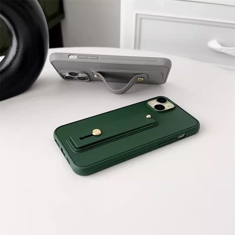 Solid Color Wristband Suitable for Apple 16 ProMax Mobile Phone Case Bracket IPhone 15 Simple All Inclusive Anti Fall Protection