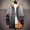 Winter Hooded Zip-up Cotton Jacket Teens British Style 3D Print Fleece Lined Loose Fit Outdoor Wear