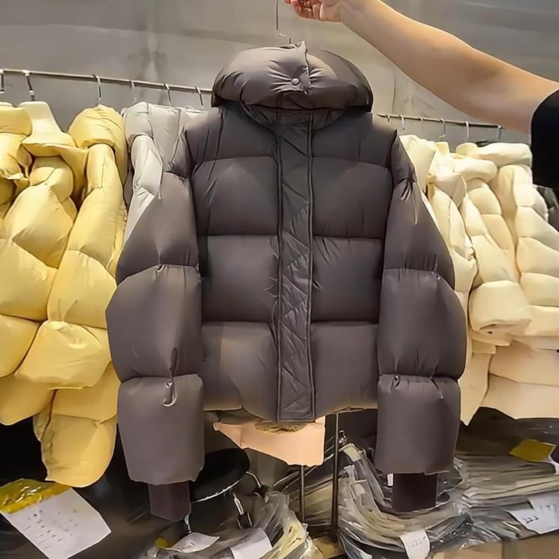 Thickness Short Down Jacket Women Winter Warm Puffer Coat Hooded Down Coats Fluffy Parkas