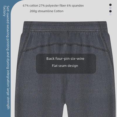 Men's Spring/Autumn Casual Cotton Sports Pants - Solid Color, Straight, Elastic Waist