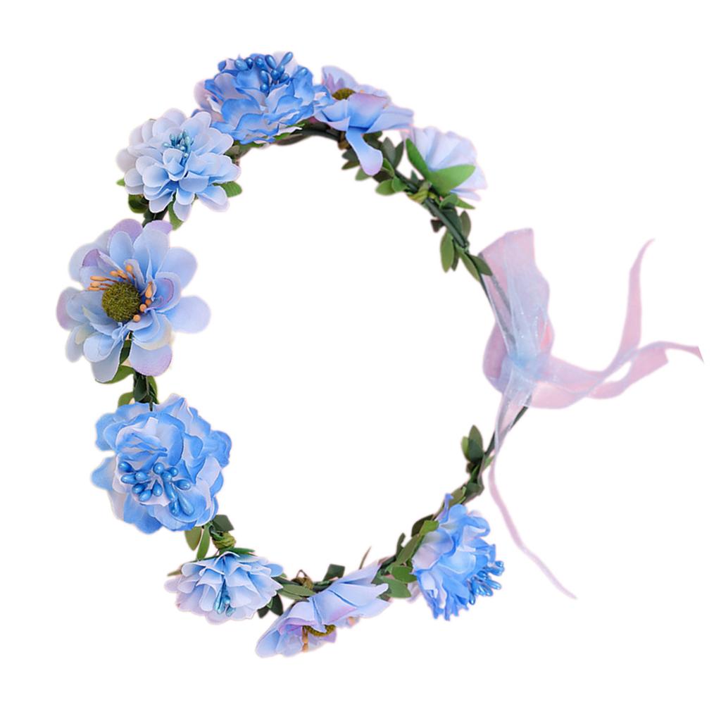 Bride Flower Crown For Wedding Floral Garlands Crown Hair Wreath Bright Color Flower Headbands Women Bride Headwear