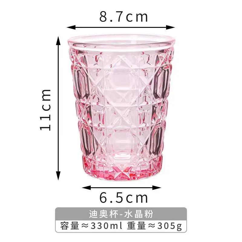 Moda artistică 300-350 ml Pahar rotund în carouri de vin Sticlă de cristal lucrată manual pentru whisky Vodcă Sake Cupă pentru băuturi rafinate