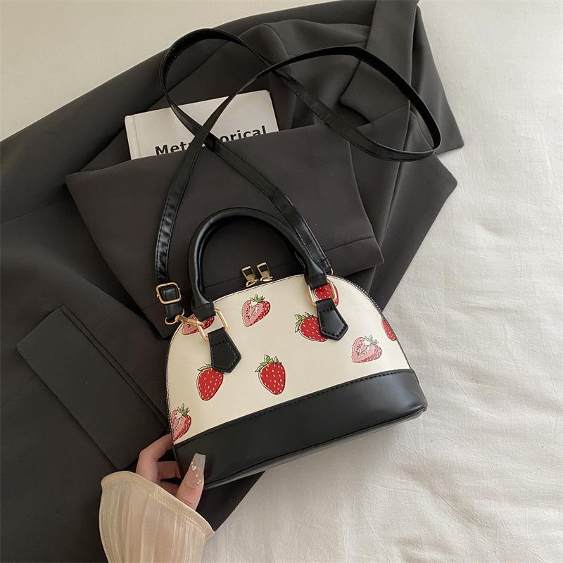 

Cherry Print Pillow Shoulder Crossbody Bag Women Trendy Top Handle Chic Vintage Versatile Handbag чёрный