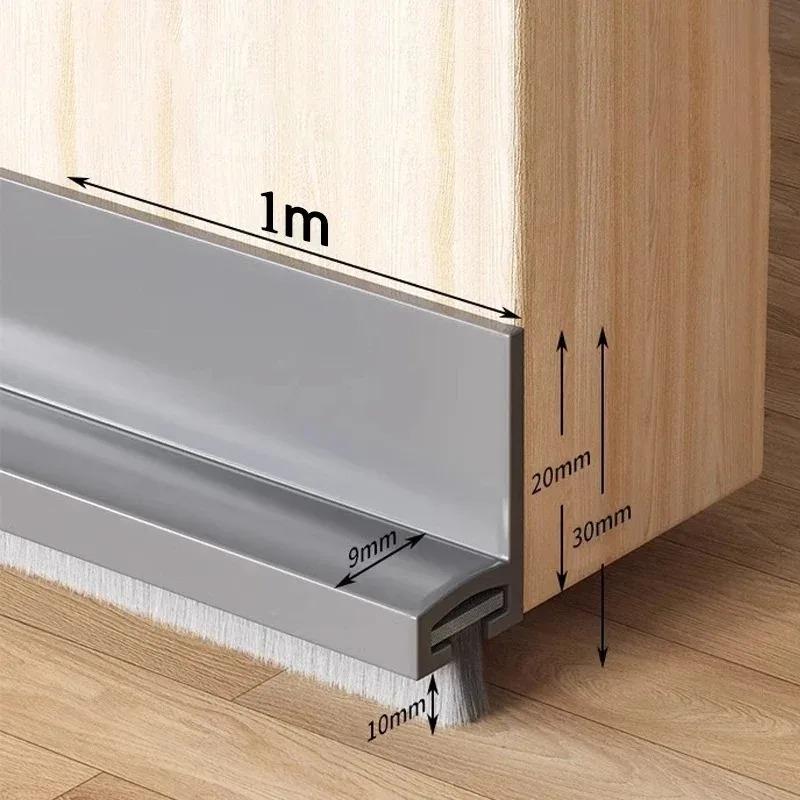 

1PC 1m/39.37inch Door Seal Draft Stops With Brush Reduce Noise Rubber Door Sweep Breeze Blocker Insect Proof Dust Proof Sound Pr 30mm сірий колір