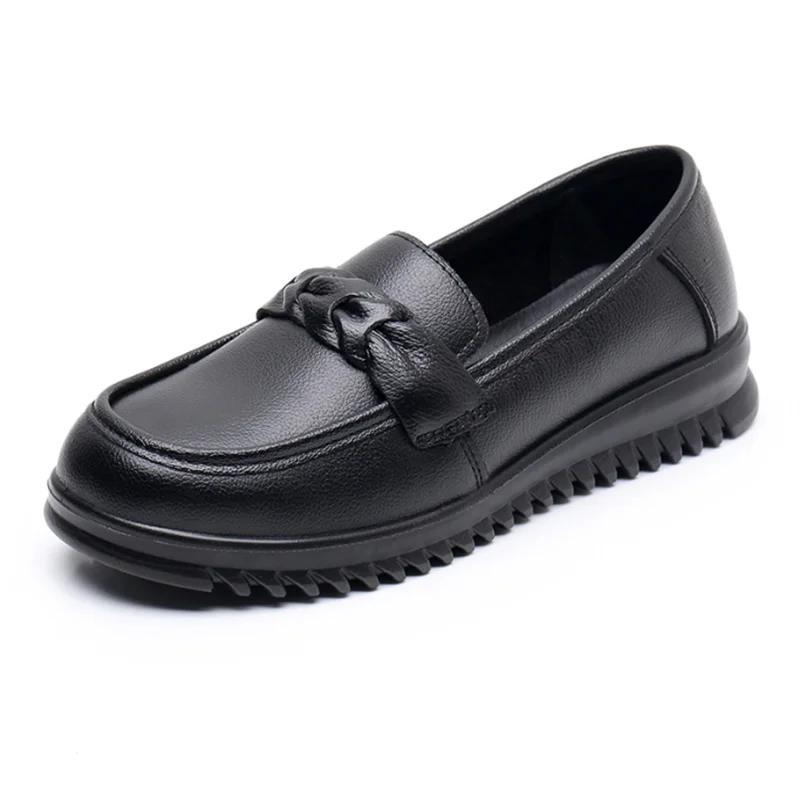 Autumn Women's Flat Shoes Fashion New Shallow Slip On Casual Shoes for Women Outdoor Genuine Leather Office Ladies Walking Shoes