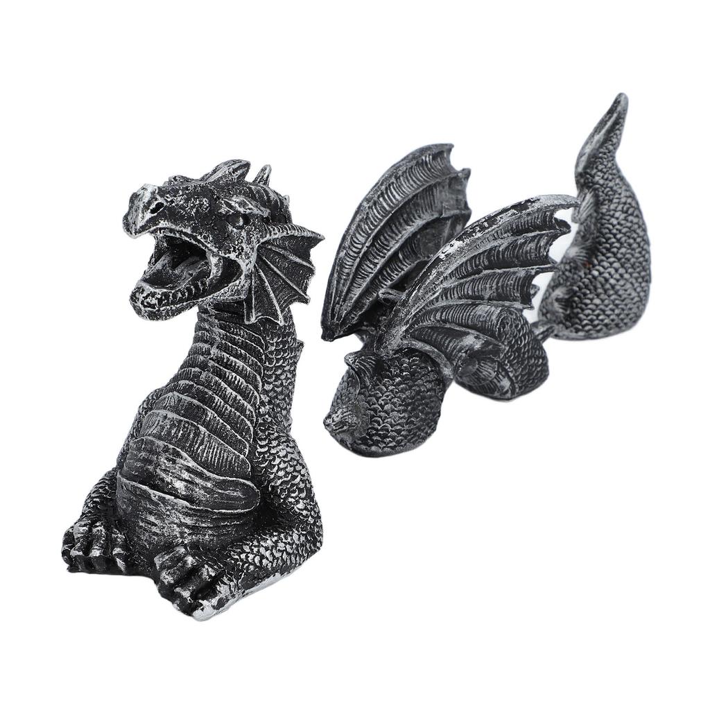 Dragon Statue 3 Part Waterproof Resin Lifelike Decorative Dragon Sculpture Ornament for Desk Fish
