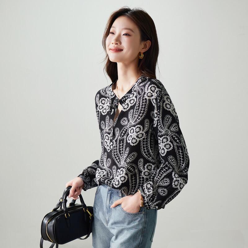 SOFSIL Women s 2026 Spring Printed Silk Blouse L