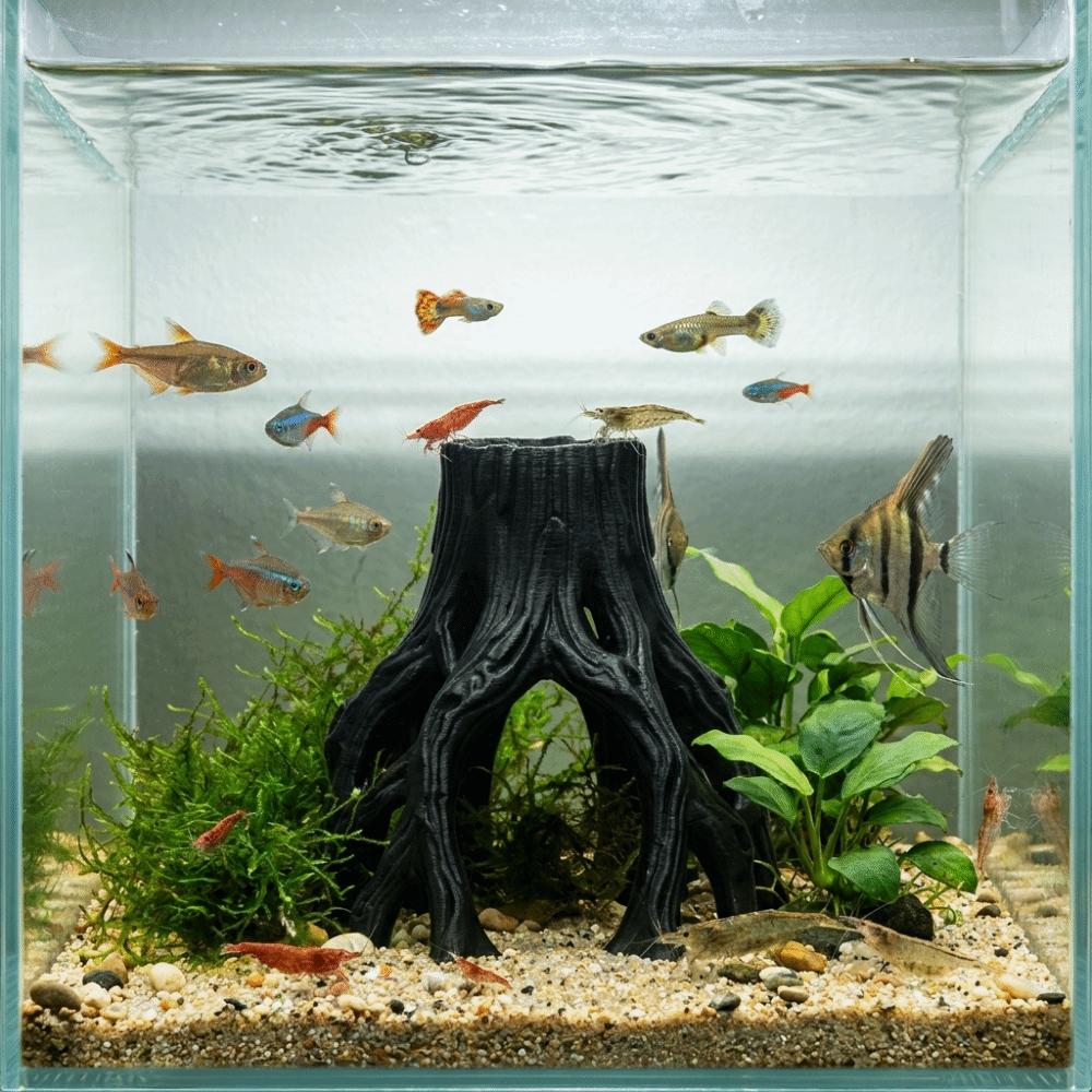 3D Printed Tree Stump Fish Tank Decoration Multi-Hole Irregular Aquarium Landscaping Plastic Shrimp Shelters Breeding Habitat