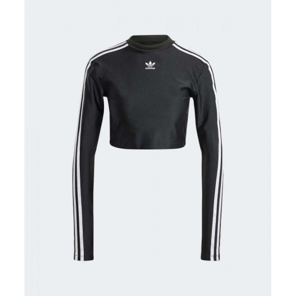Adidas 3s Cropped Long Sleeve Tee Black Iu2428