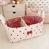 Cotton Small Quilted Storage Basket Square Cosmetic Organizer  Home Supplies
