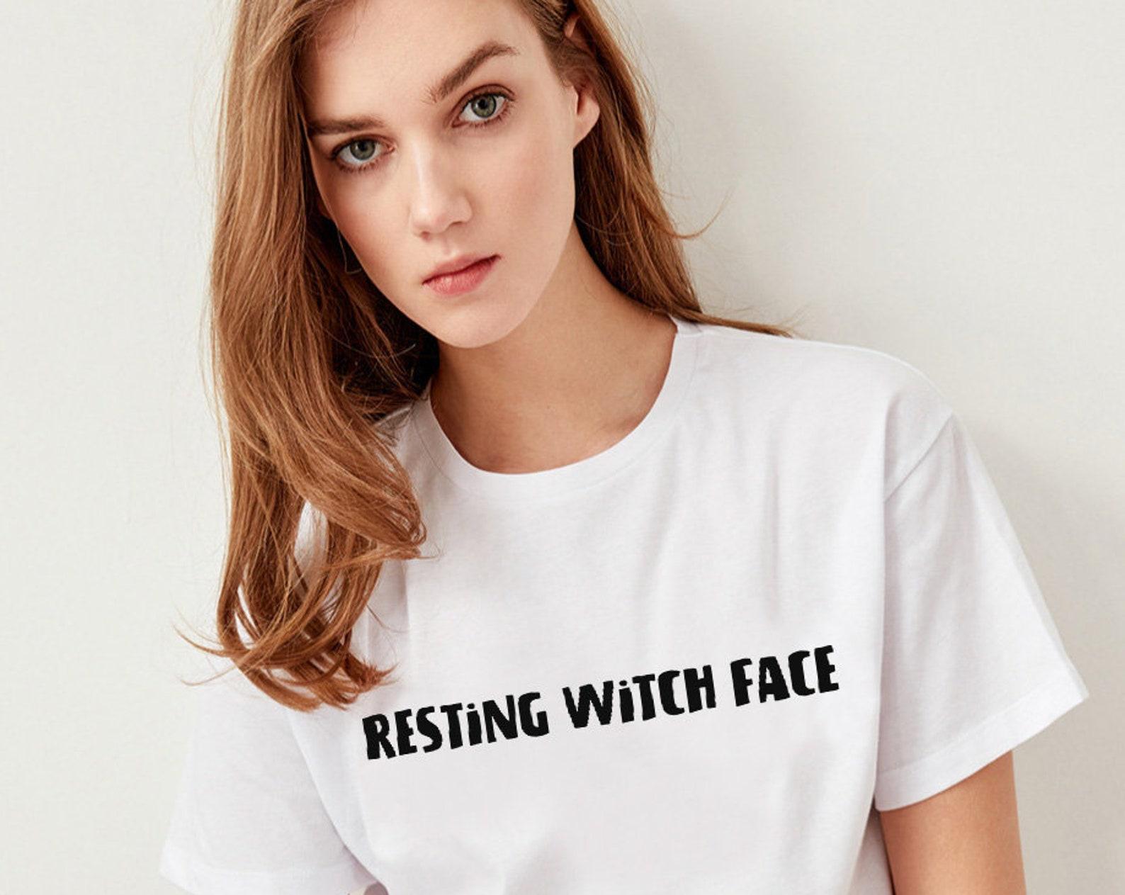 Resting Witch Face, Halloween Shirt, Women s Halloween T-Shirt, Cute Halloween Shirt, Halloween Party Outfit, Teacher Halloween T-Shirt L