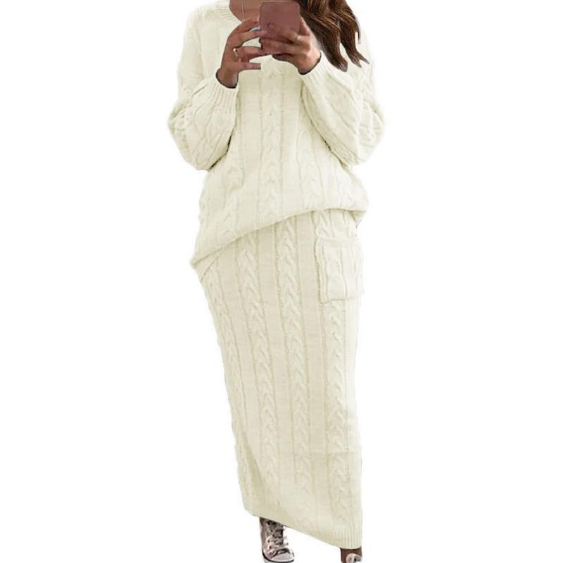 S67314 Cable Knit Sweater Dress Set
