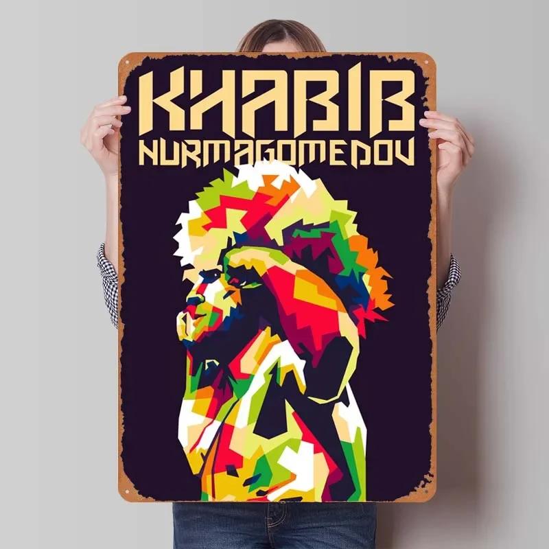 Khabib Metallskylt Boxningsaffischer Dekoration för Heminredningsartiklar Vintage Plåtskylt Plakett för Väggkonstdekoration Kaffebar