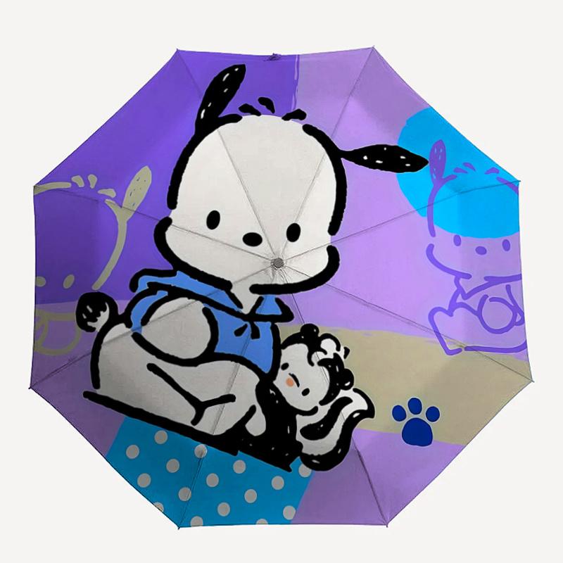 1pc Automatic Opening/Closing Umbrella with Cute Cartoon Print - Portable Three-Fold Design, 8-Bone Iron Frame Outdoor Umbrella, Ideal Gift for Fans,