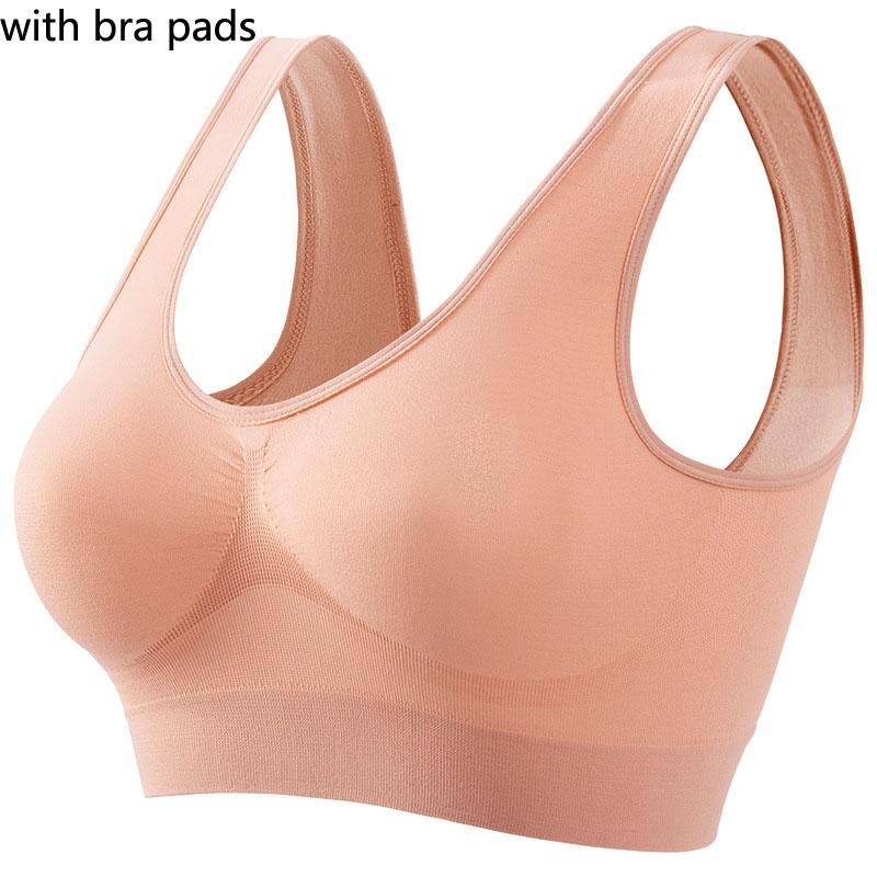 Soutien-gorge de sport de couleur unie pour femme, grande taille, anneau non en acier, froncé, section fine, avec sous-vêtement rembourré sexy