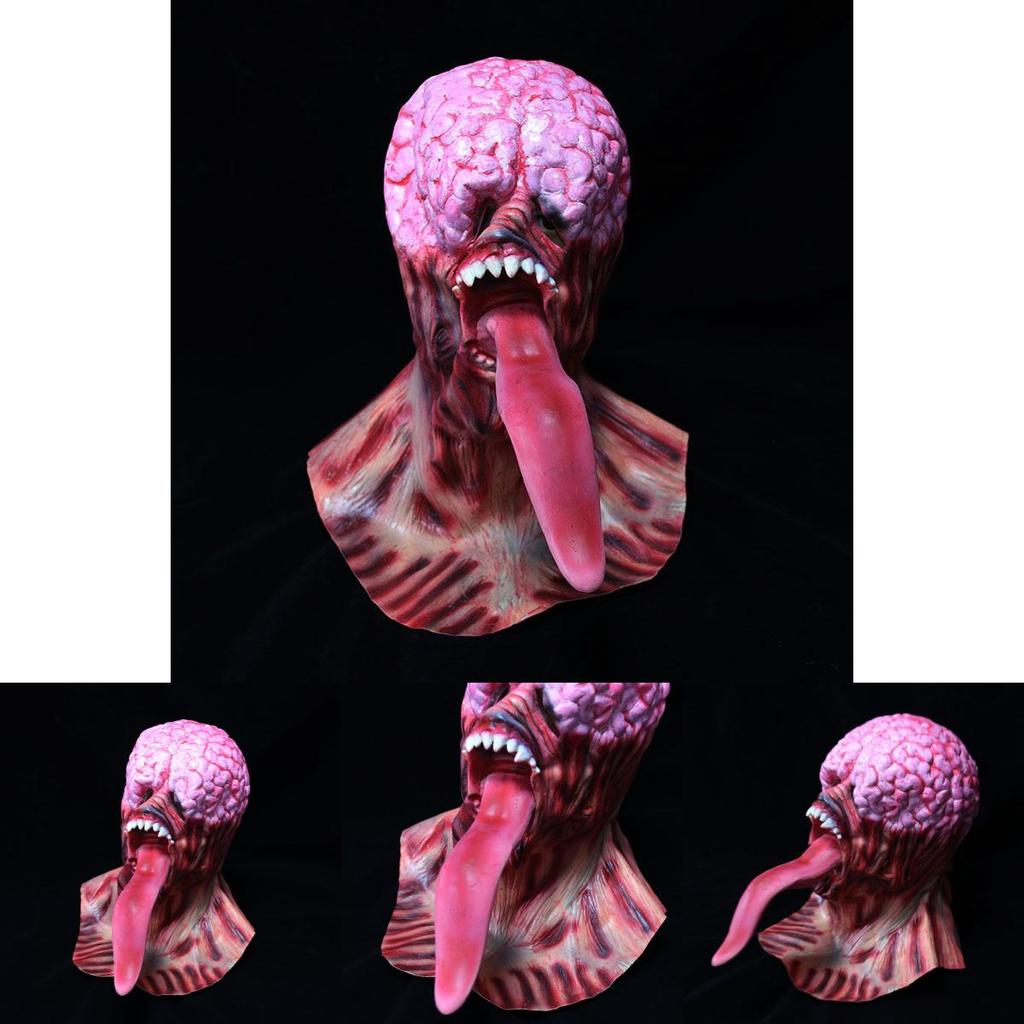 Latex Zombie Mask With Long Tongue For Halloween Cosplay Party Costume Accessory