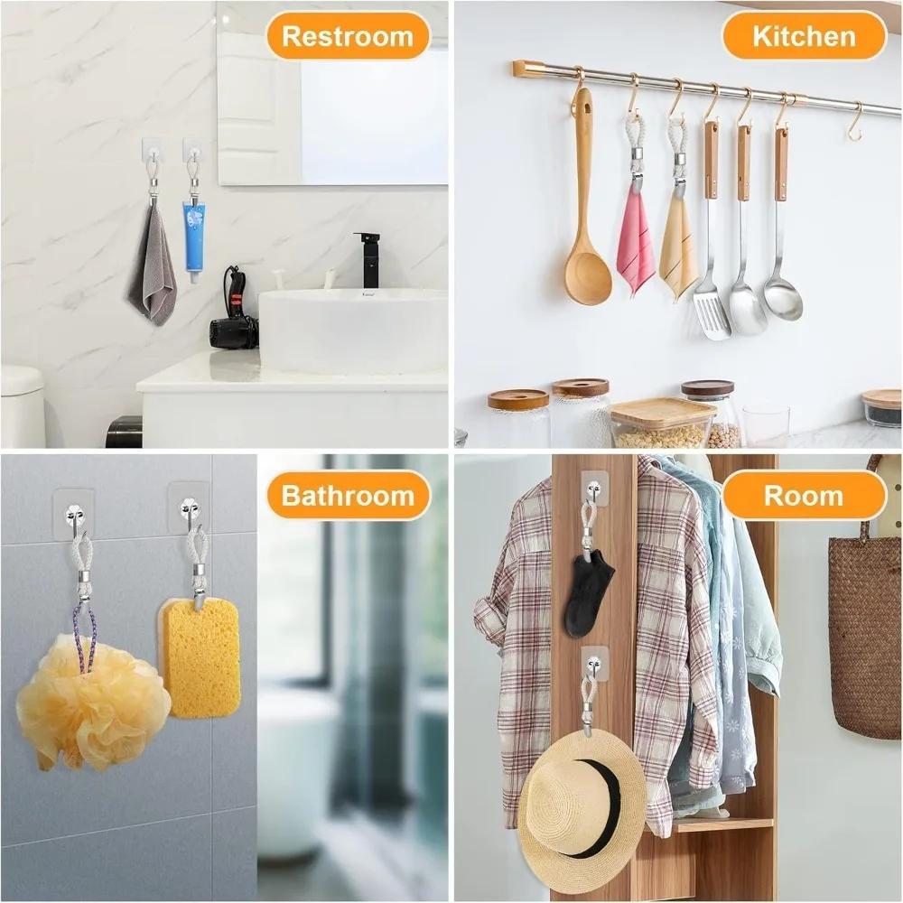 2025 Bathroom Towel Clips Braided Cotton Towel Clip with Metal Clamp 1PCS for Home Bathroom Kitchen Storage Pegs