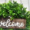 Simulation Wreath Welcome Door Decoration Green Wreath Wooden Sign Pendant