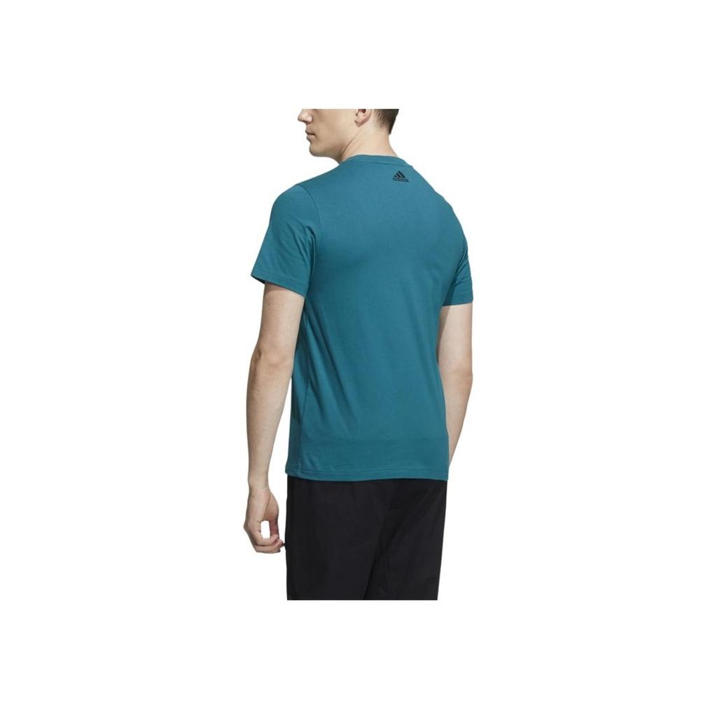 Adidas SS22 Solid Color Large Logo Crew Neck Sports Short Sleeve T-Shirt Men Tops Peacock-Green HE9920