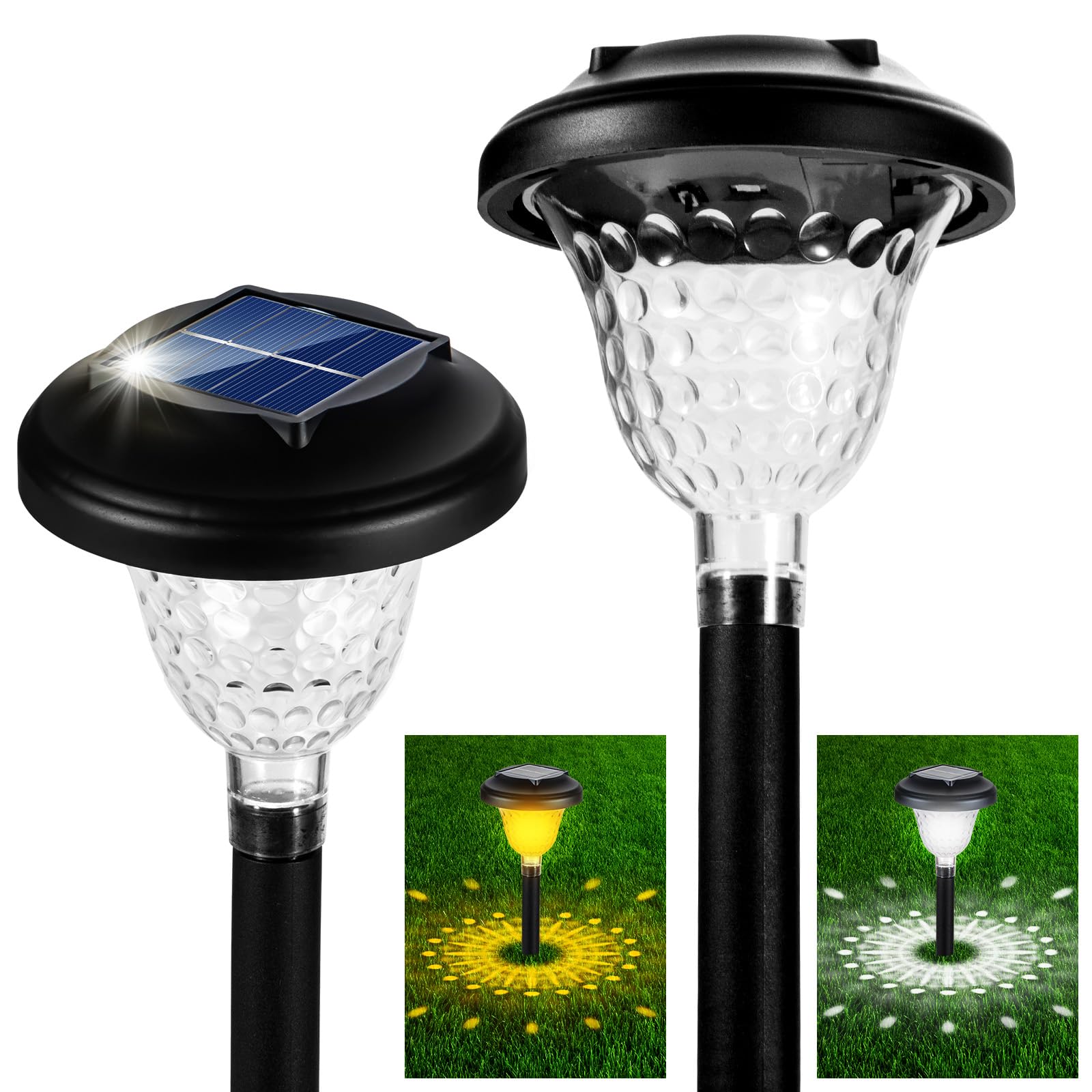 

Solar Lights, Outdoor Garden Lights, IP68 Waterproof, Warm WhiteDaylight, Two-Color Switching, Built-in Solar, Automatic On, Light Sensor, Solar
