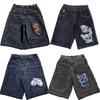 DRIPX Pantaloncini Larghi Y2K Tasche Americane Stampa Denim Pantaloncini da Palestra Anni 2000 Vintage Streetwear Hip Hop Uomo Donna Pantaloncini da Basket