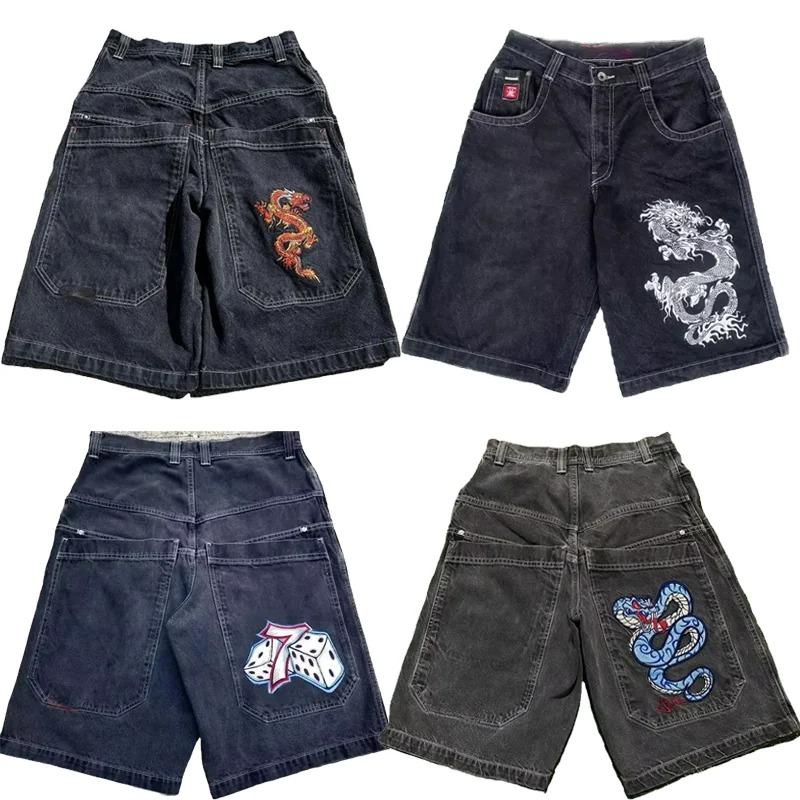 DRIPX Pantaloncini Larghi Y2K Tasche Americane Stampa Denim Pantaloncini da Palestra Anni 2000 Vintage Streetwear Hip Hop Uomo Donna Pantaloncini da Basket