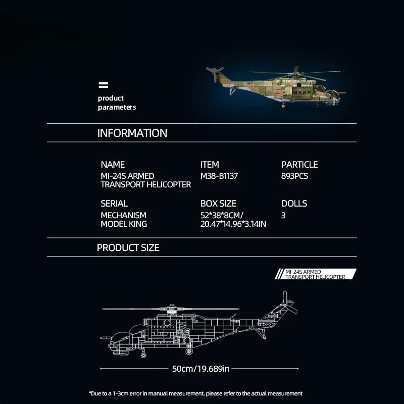 893PCS MI-24S Bewaffneter Transporthubschrauber Bausteine Militär Armee Waffe Kreative Soldatenfigur Puppen Steine Spielzeug für Kinder ohne Karton