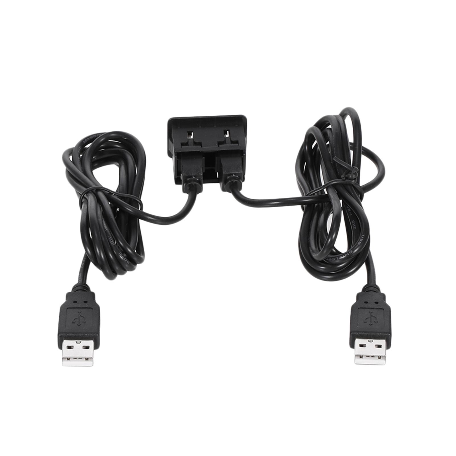 

150CM Car Dash Flush Mount two USB Port Panel Auto Boat Dual USB Extension Cable Adapter Replacement for Volkswagen чёрный