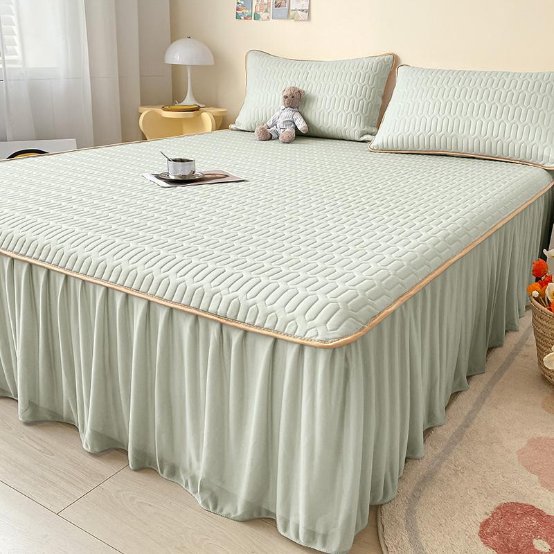 New Latex Bed Skirt Summer Three-Piece Summer Three-Piece Set Mattress Cover Ice Silk Soft Mat