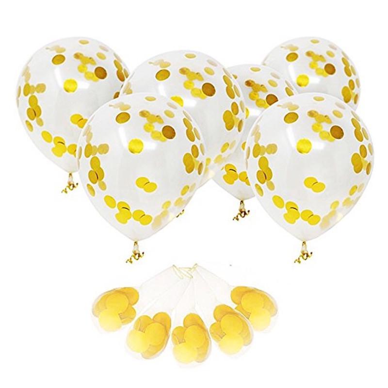 12-calowe przezroczyste balony lateksowe z konfetti i cekinami na wesela, urodziny i uroczystości świąteczne