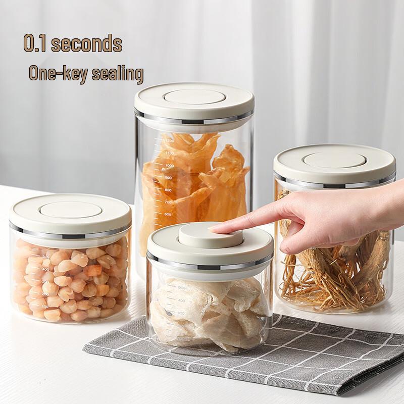 Airtight Press-Type Glass Storage Canister