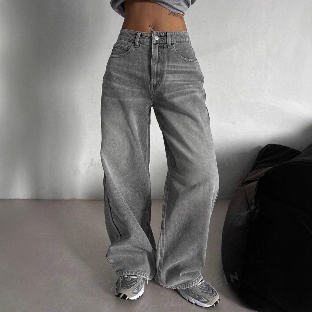High Waist Straight Jeans Damen Locker Lässig Denim Hose Tägliche Straßenhose
