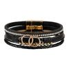 Stylish Women Bracelet Multilayer Braided Leather Bangle With Copper Beads Bohemian Inspired Adjustable Gift