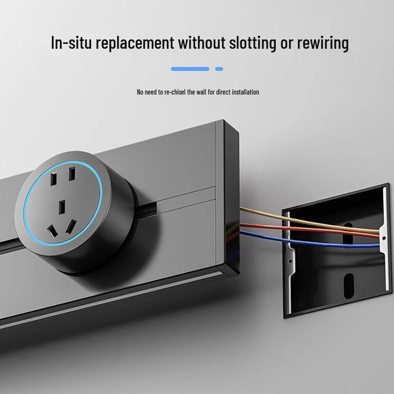 Movable Sliding Track Power Strip with Sensor Light for Kitchen & Dining Room