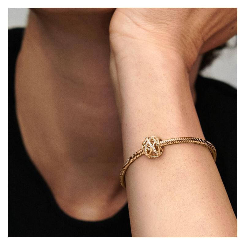 Pandora Hollow Galaxy Charm 14k Gold Synthetic Cubic Zirconia Jewelry Accessories Women's 750827CZ