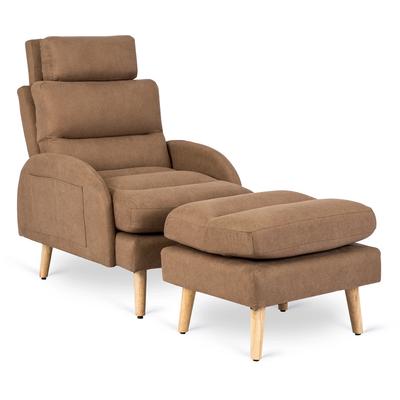 Henry Lounge Chair With Footstool Brown Modern Loft Style