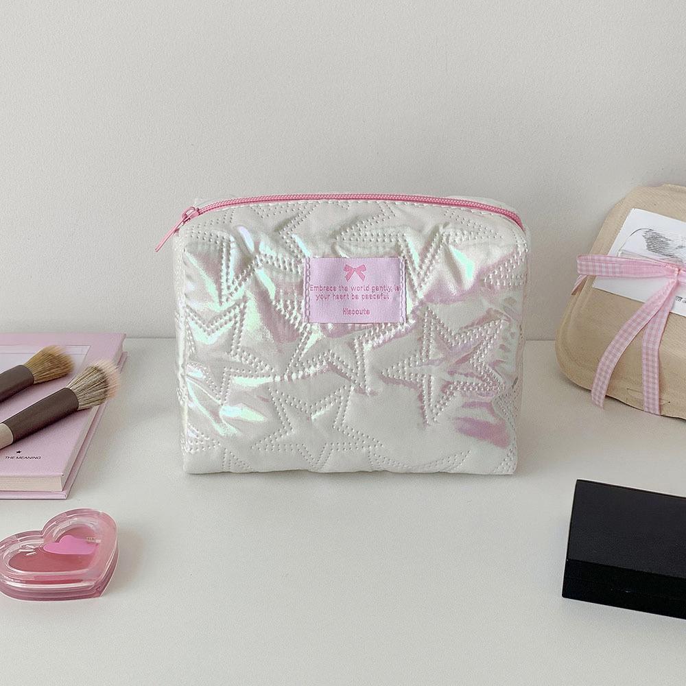 INS Star Design Makeup Bag Portable Pearlescent Travel Storage Bag Large Capacity Cosmetic Bag Daily Use