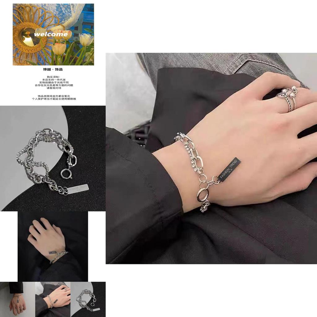 Stylish Geometric Double Layer Bracelet For Men And Women Alloy Plated Design