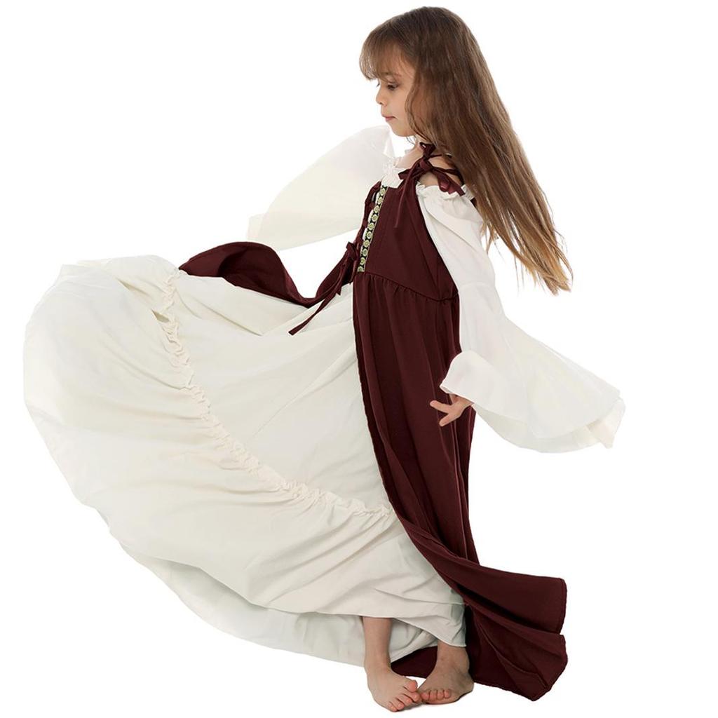 European & American Square Neck Lace-Up Corset Medieval Renaissance Costume Dress