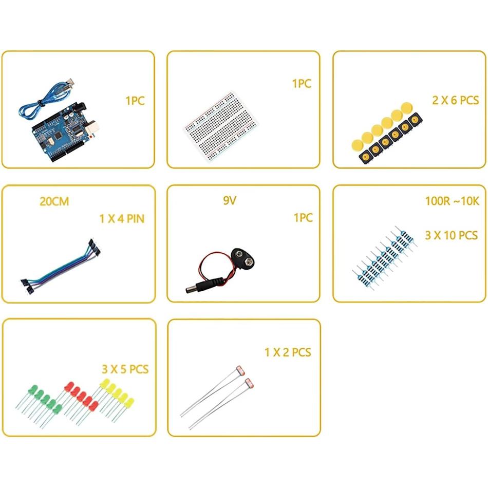 DIY Electronic Starter Kit for UNO R3 Arduino Circuit Board Electronics 12-in-1 Programmable Engineering Coding Education