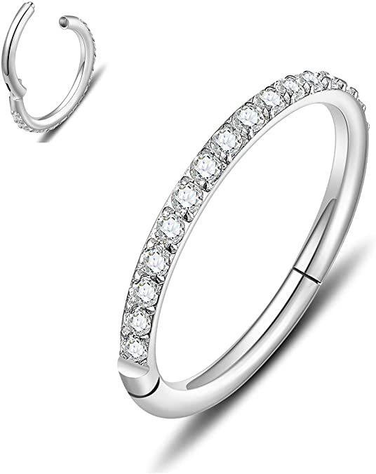 F136 Implantat-Grad Titan Nasenring Creole Mode CZ Zirkon Ohrringe CNC Nahtloser Ring Septum Helix Piercing Schmuck