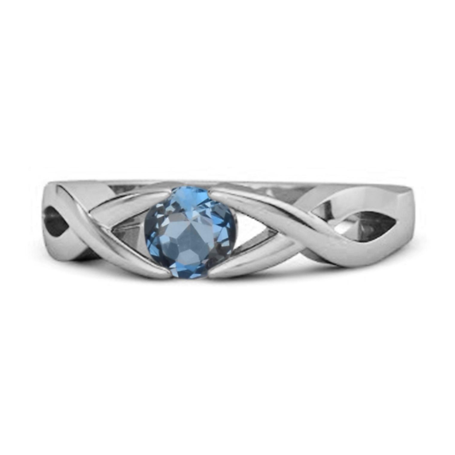 London Blue Topaz Twisted Vine Band Ring - 925 Sterling Silver 6.5 белый