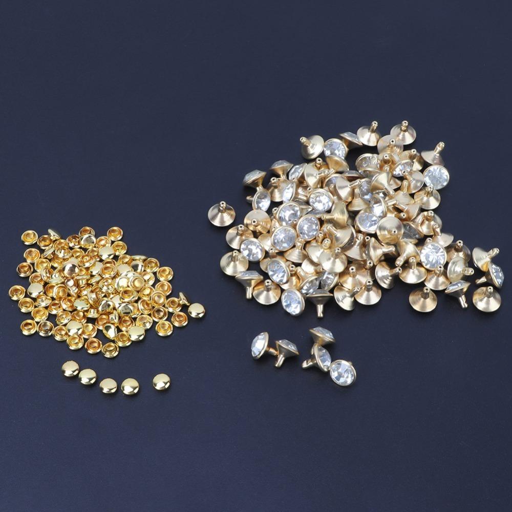 

100pcs 10mm Size Leathercraft Rivets Gold Edge Crystal Rivets DIY Leather Craft золотий